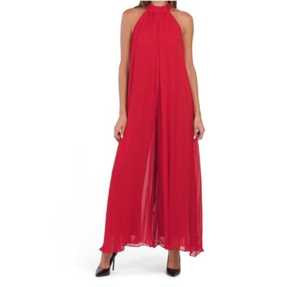 Vince Camuto Halter Pleated Jumpsuit - Picture 1 of 12